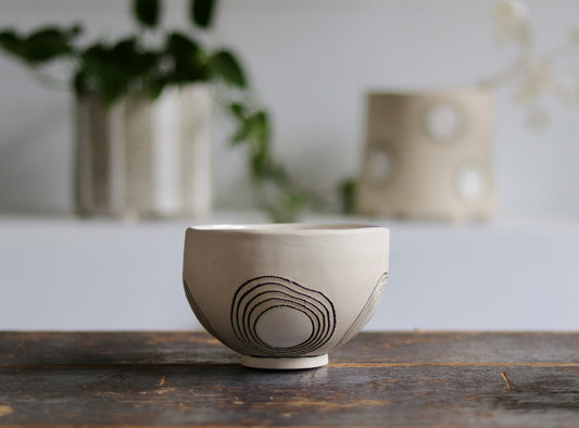 Bowl - White Circles - Medium