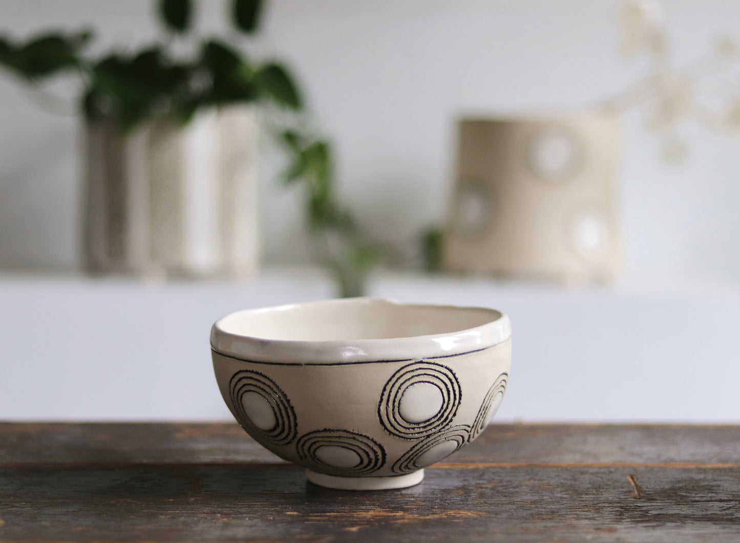 Bowl - White Circles - Medium