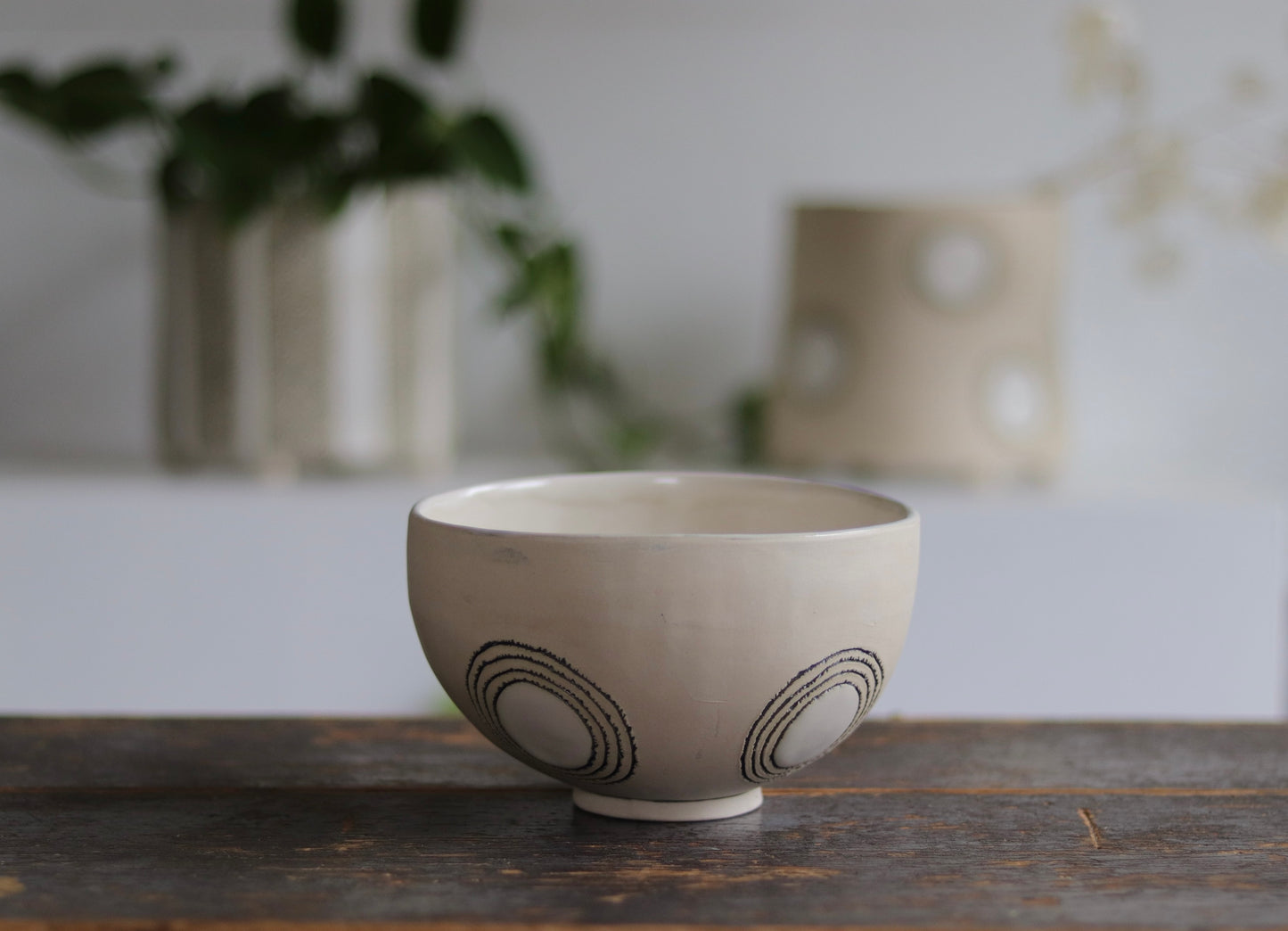 Bowl - White Circles - Medium