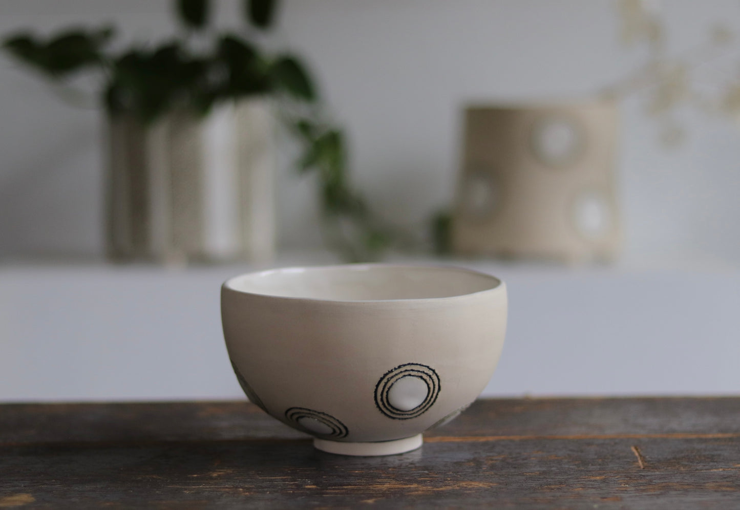 Bowl - White Circles - Medium
