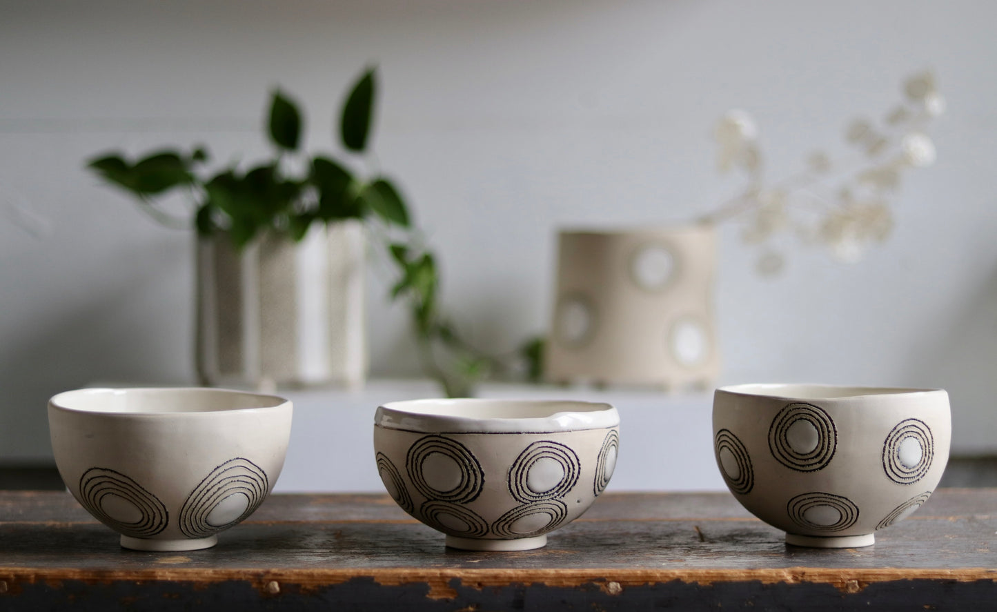 Bowl - White Circles - Medium