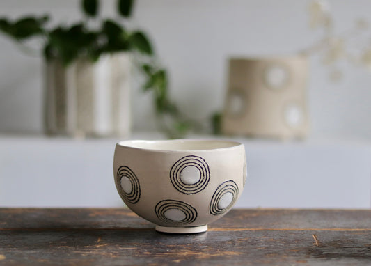 Bowl - White Circles - Medium