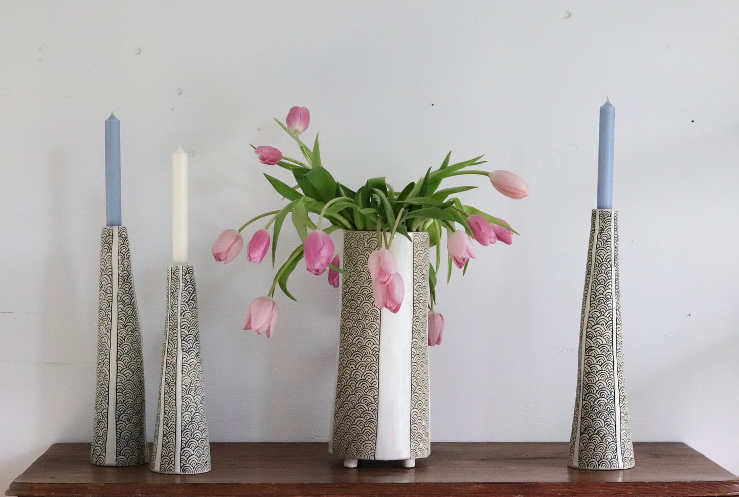 Candle Holder - White Scale