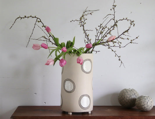 Vase - Circles - White - Tall
