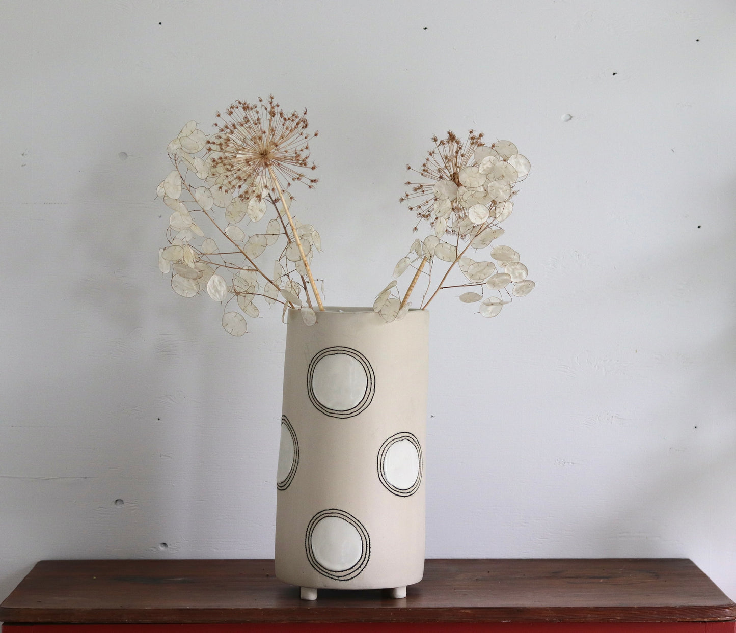 Vase - Circles - White - Tall