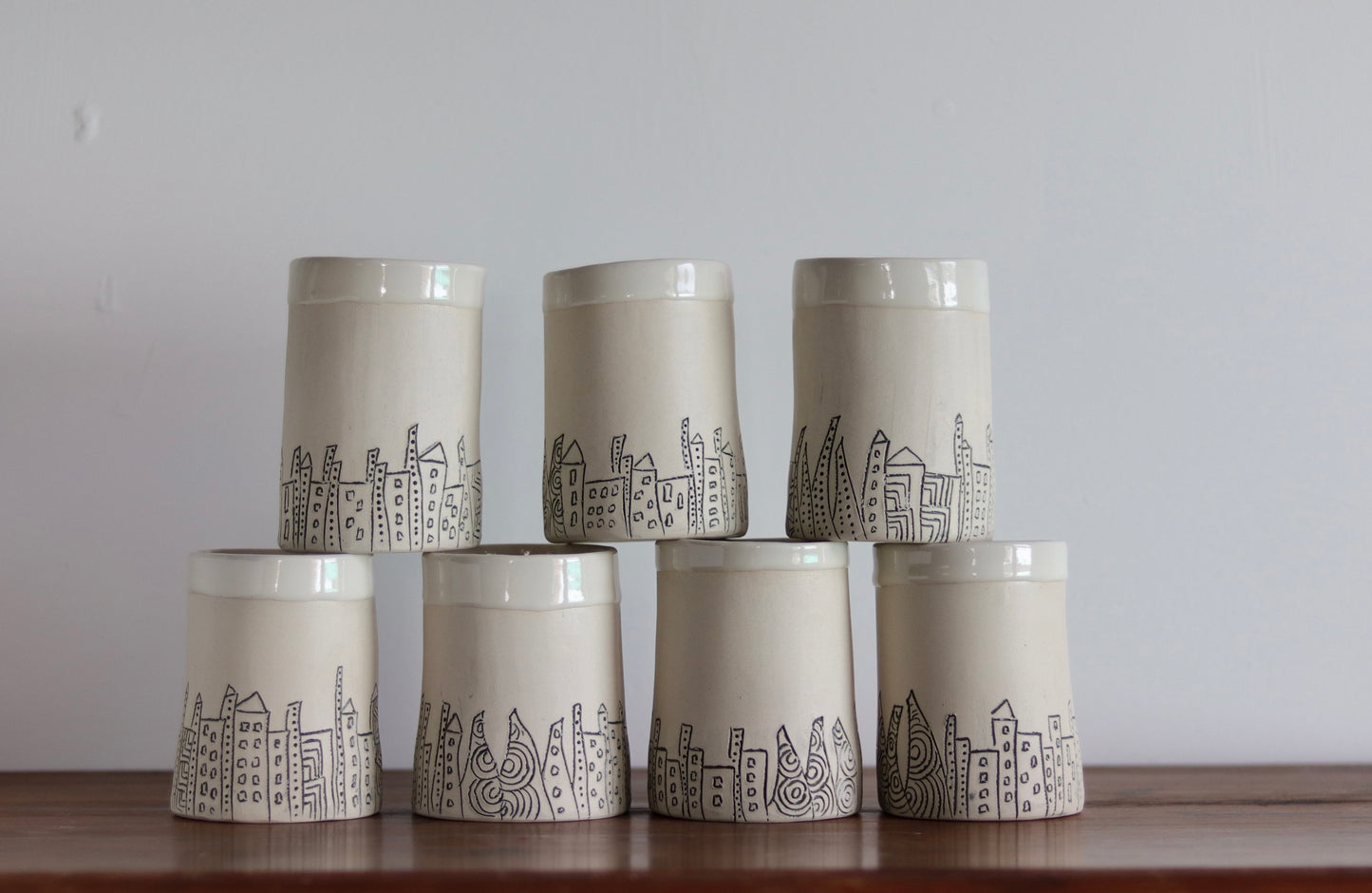 Tumbler - Cityscape - White w White Rim