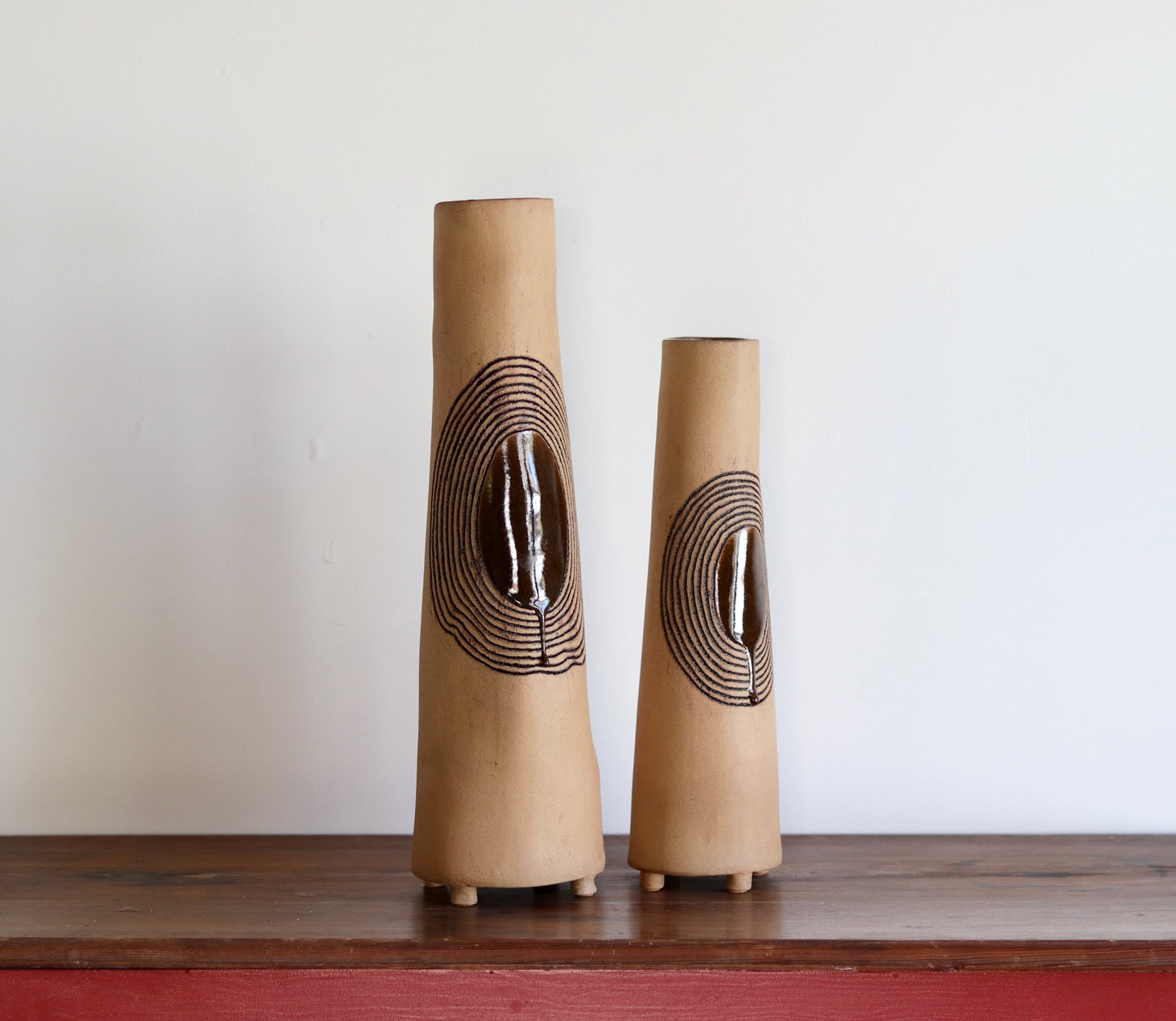 Vase - Circle - Tan - Tall