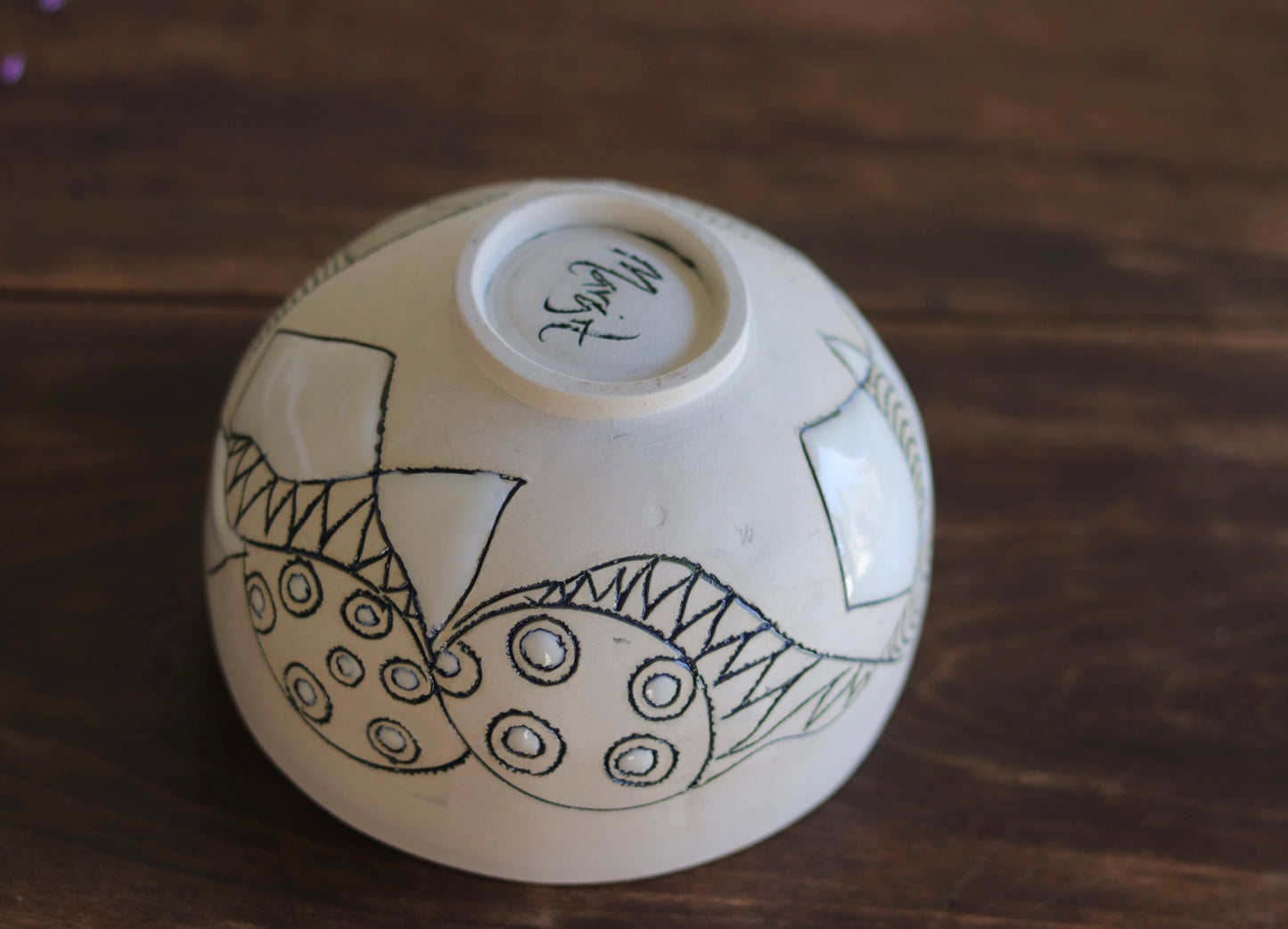 Bowl - White Abstract - Medium