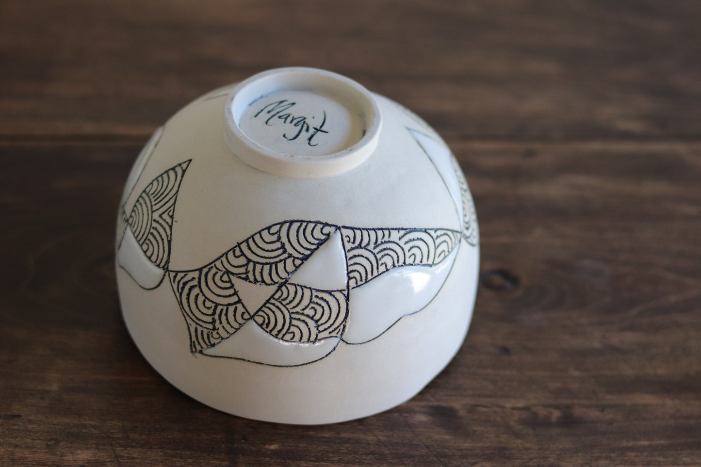 Bowl - White Abstract - Medium