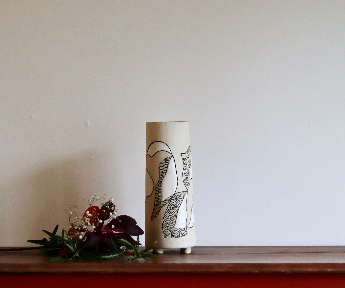 Vase - Abstract - White - Short