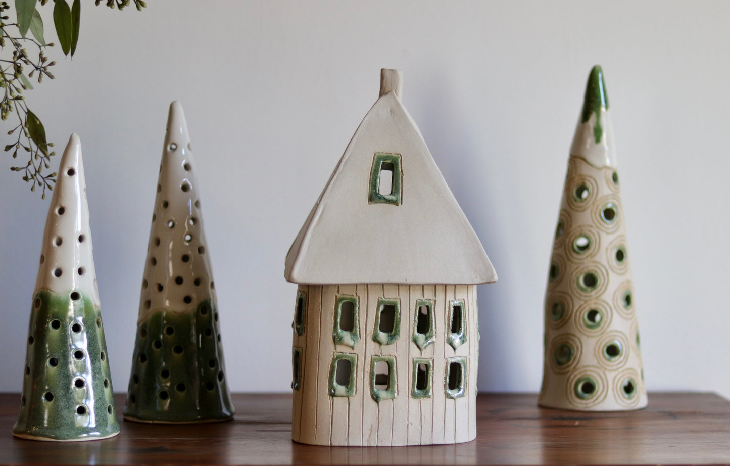 Lantern House - White with green windows