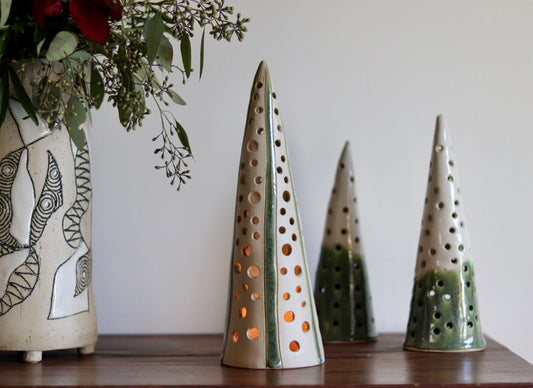 Lantern Tree - White with green accents