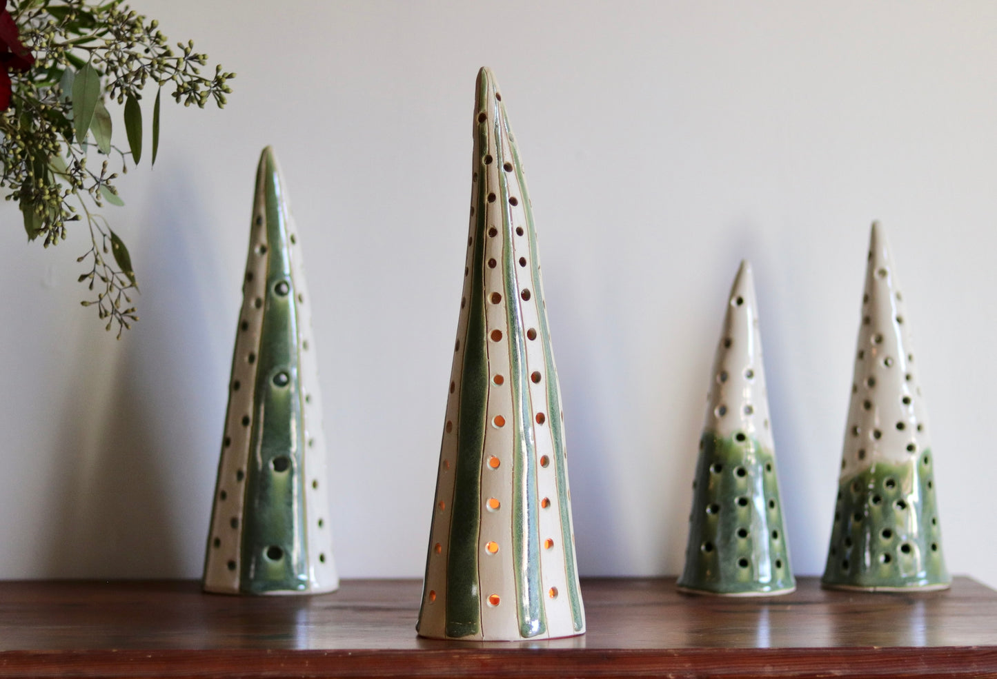 Lantern Tree - White with green accents