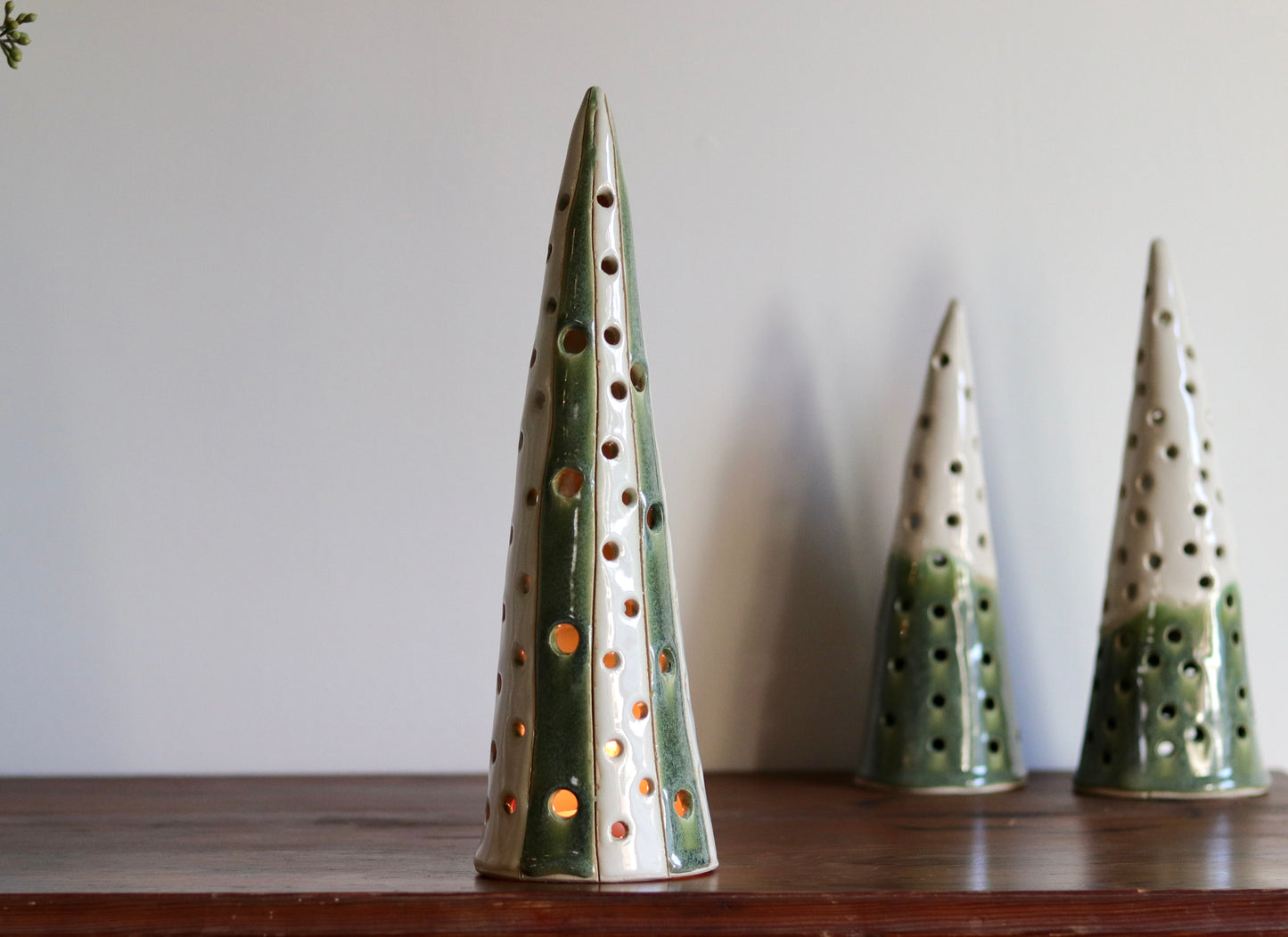 Lantern Tree - with white and green glaze