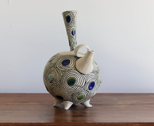 Teapot - Twirls & Circles w Blue, Green & Teal