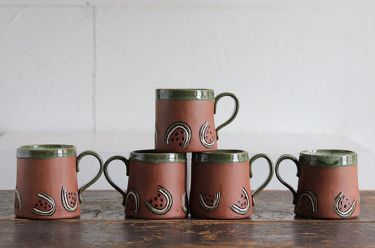 Mug - Watermelon - Dark Red w Green Rim