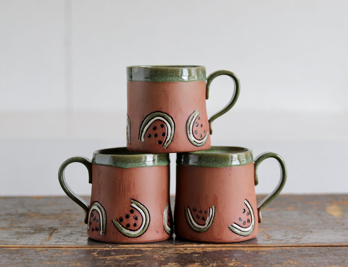 Mug - Watermelon - Dark Red w Green Rim