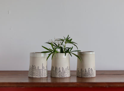 Tumbler - Cityscape - White w White Rim