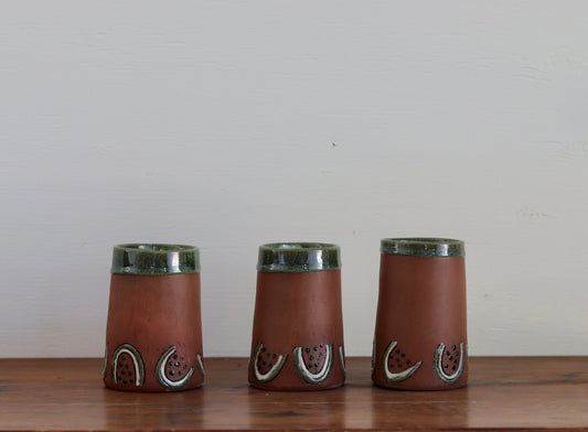 Tumbler - Watermelon - Dark Red w Green Rim