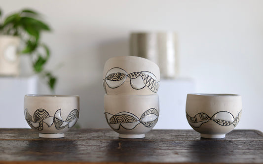 Bowl - White Abstract - Small