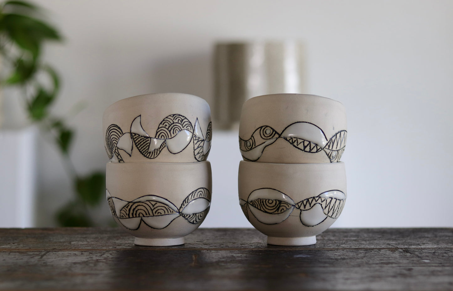 Bowl - White Abstract - Small