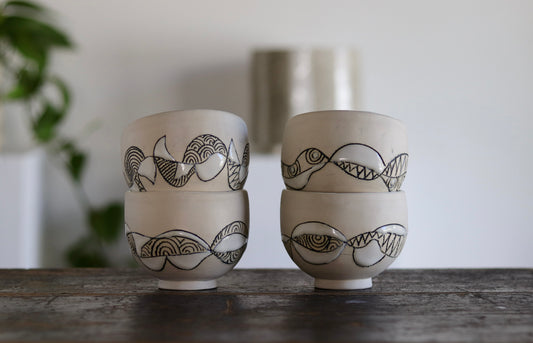 Bowl - White Abstract - Small