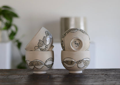 Bowl - White Abstract - Small