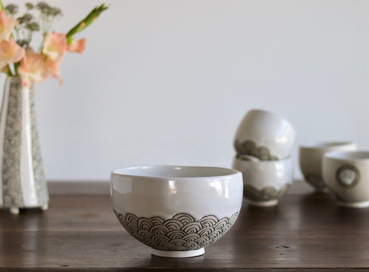 Bowl - White Scales - Medium