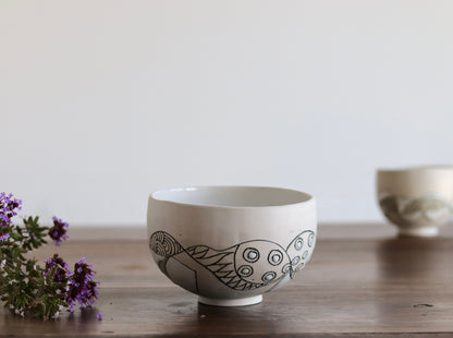 Bowl - White Abstract - Medium