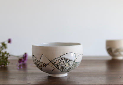 Bowl - White Abstract - Medium