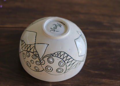 Bowl - White Abstract - Medium