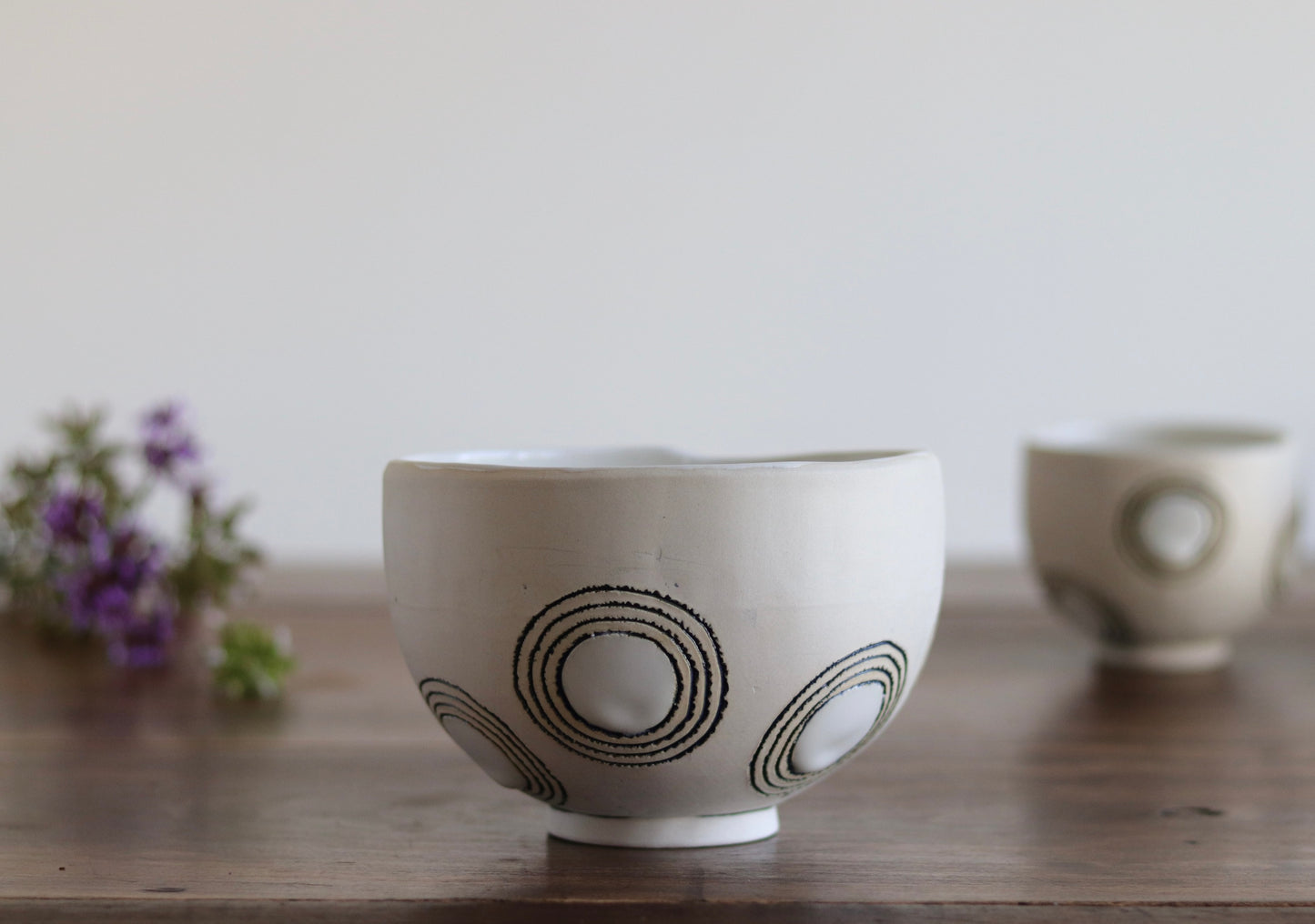 Bowl - White Circles - Medium