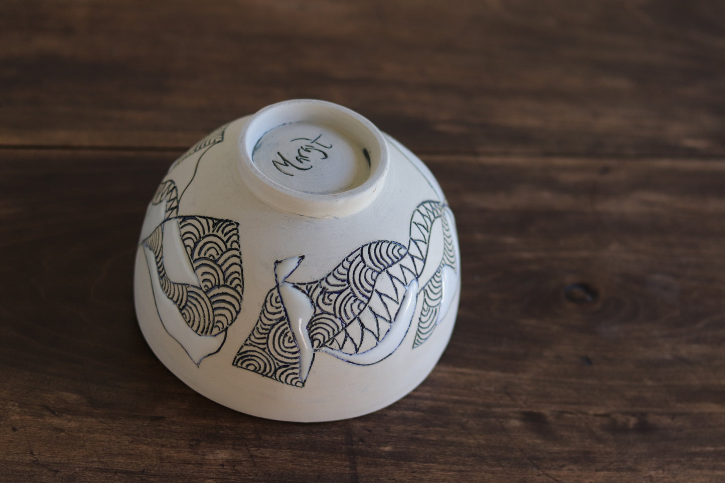 Bowl - White Abstract - Medium