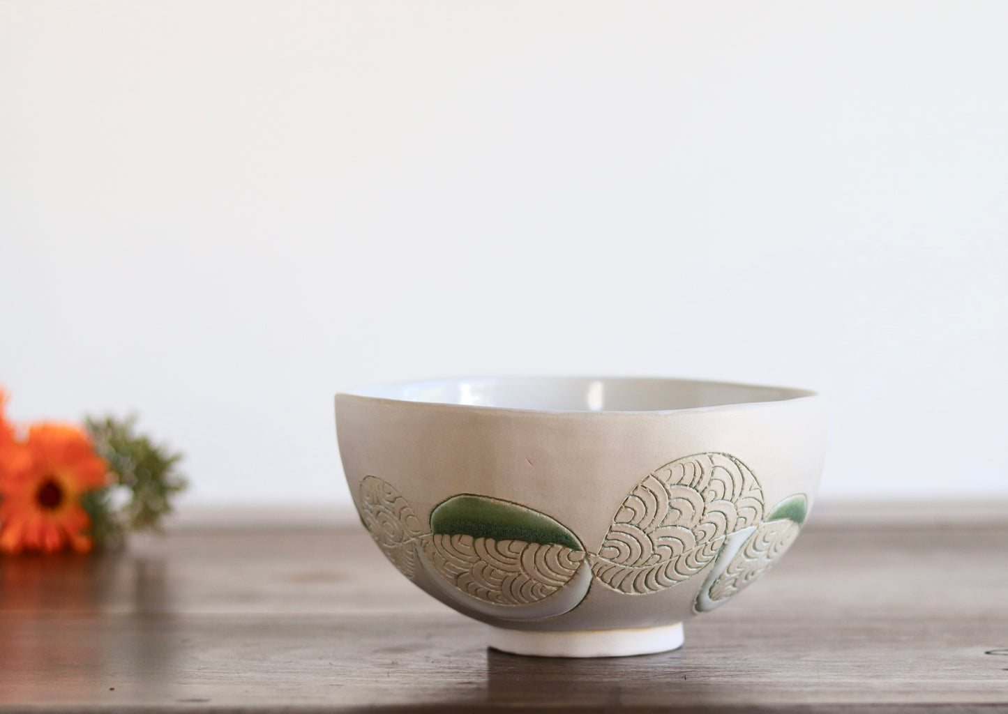 Bowl - White Abstract - Medium