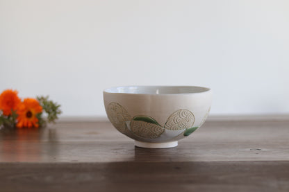 Bowl - White Abstract - Medium