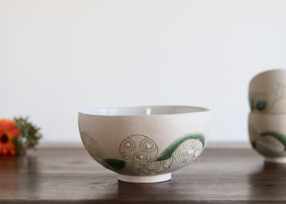 Bowl - White Abstract - Medium