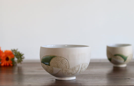 Bowl - White Abstract - Medium