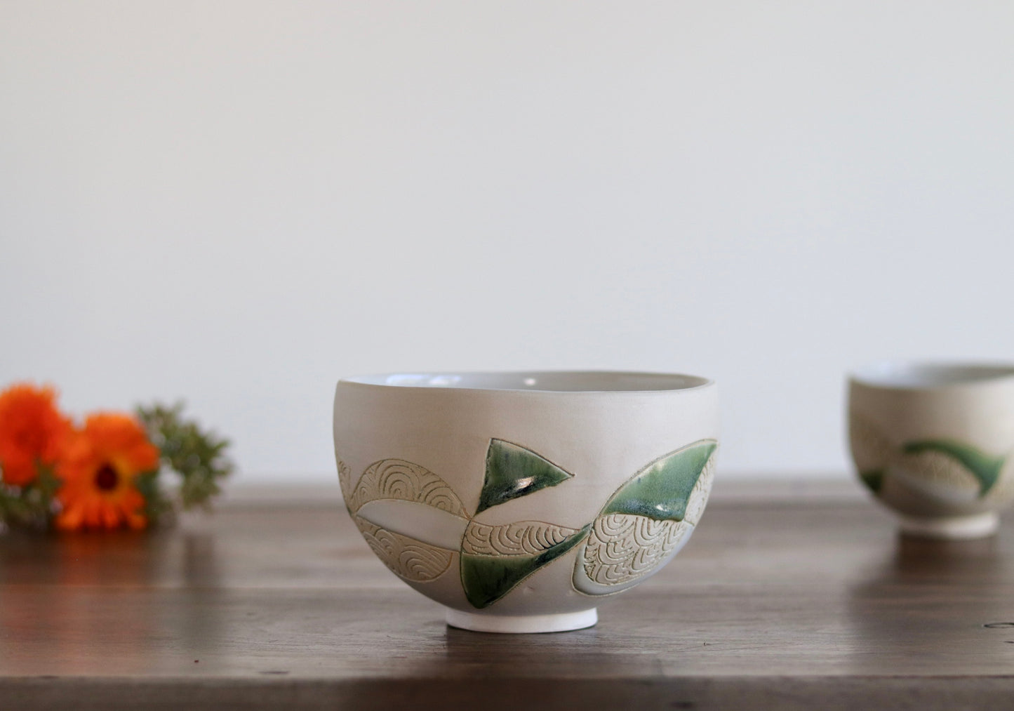 Bowl - White Abstract - Medium