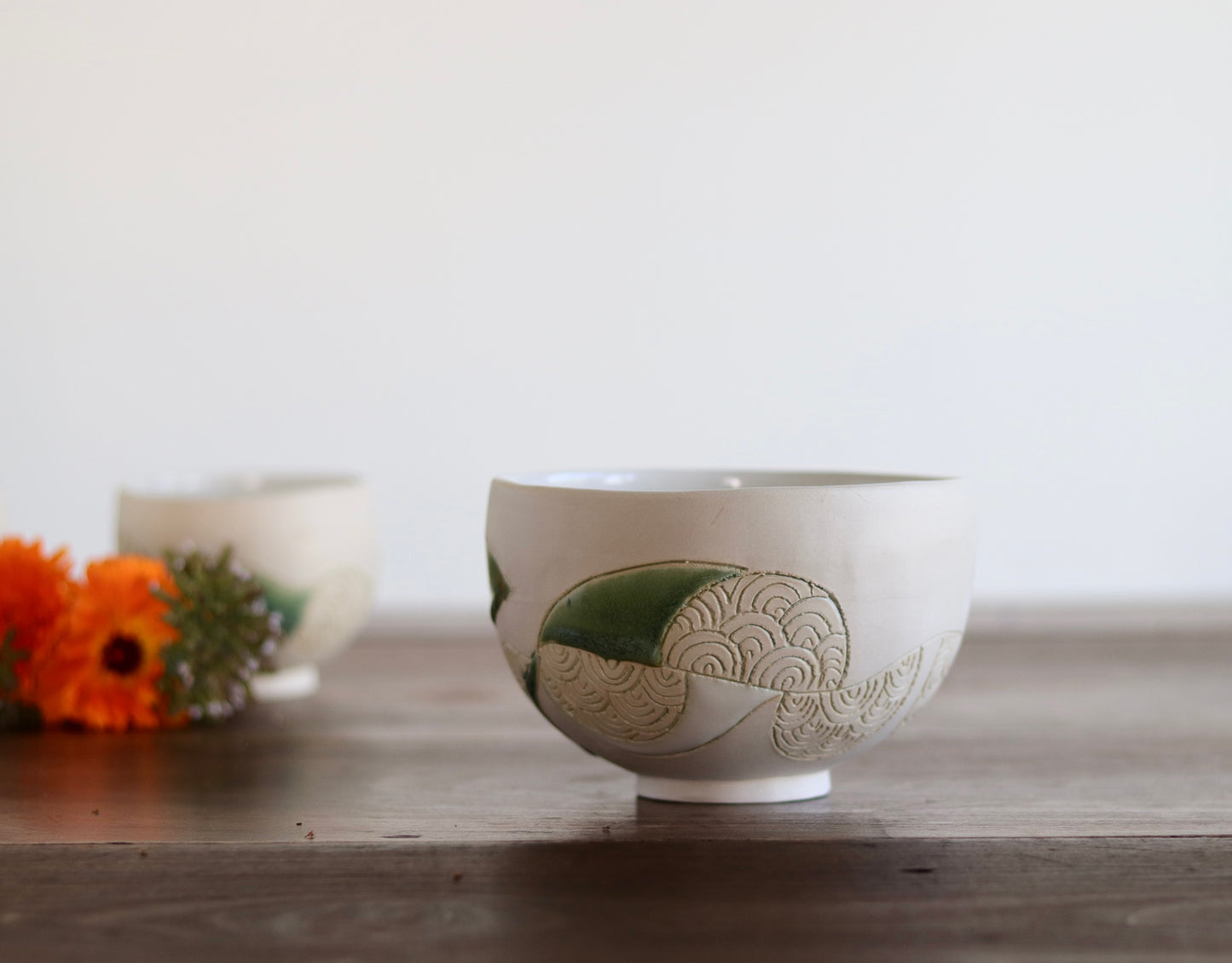 Bowl - White Abstract - Medium