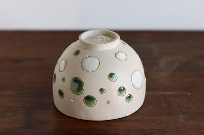 Bowl - Green & White Dots - Medium