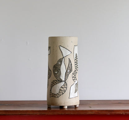 Vase - Abstract - White - Tall