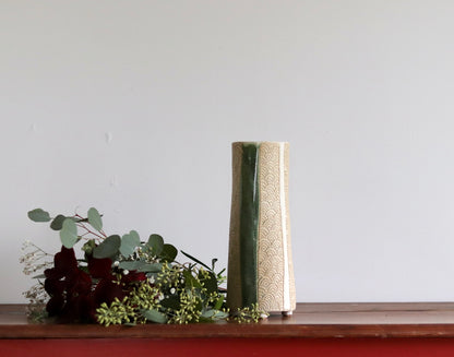 Vase - Scale - White with Green Accents - Tall