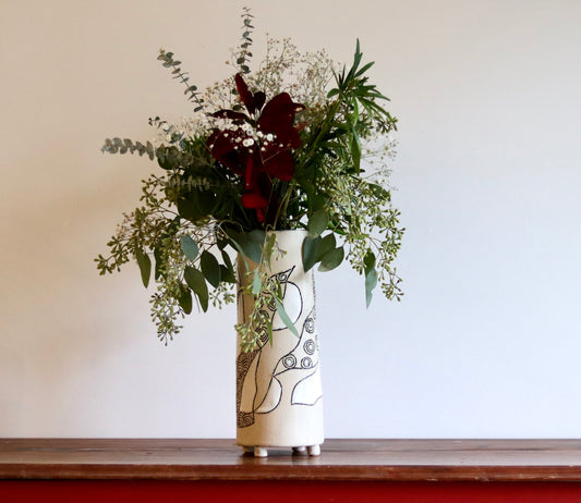 Vase - Abstract - White - Short