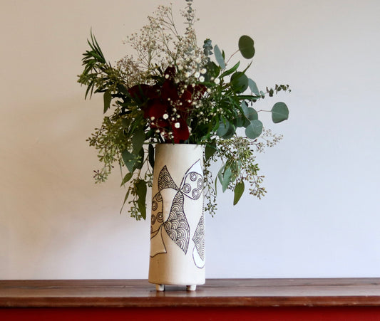 Vase - Abstract - White - Short