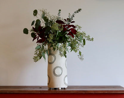 Vase - Circles - White - Tall