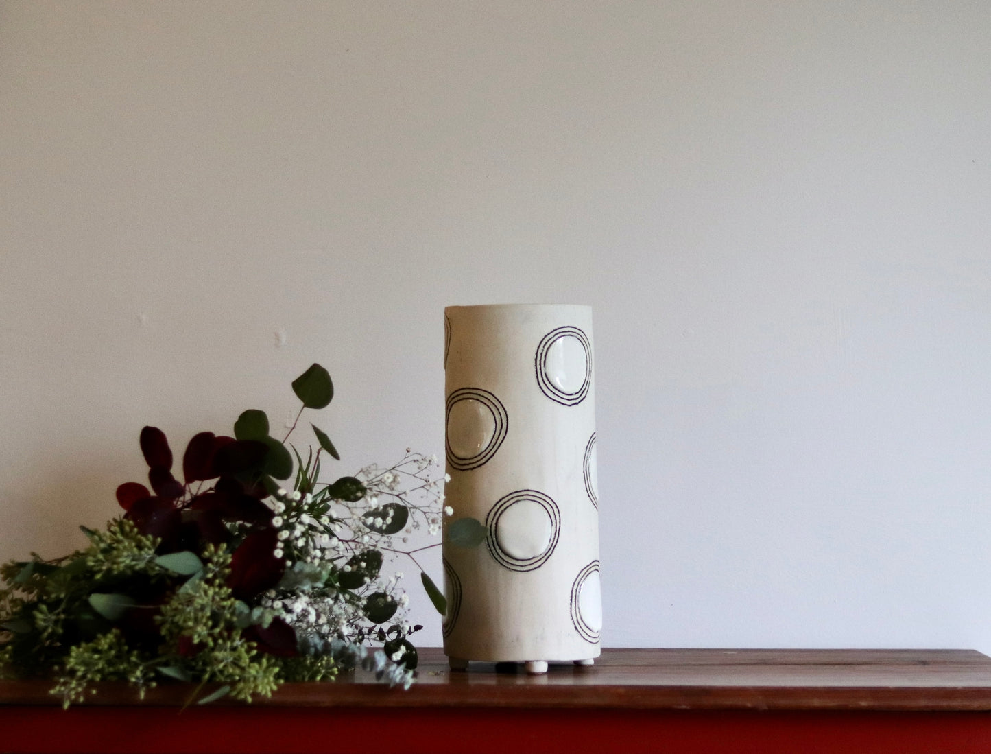 Vase - Circles - White - Tall