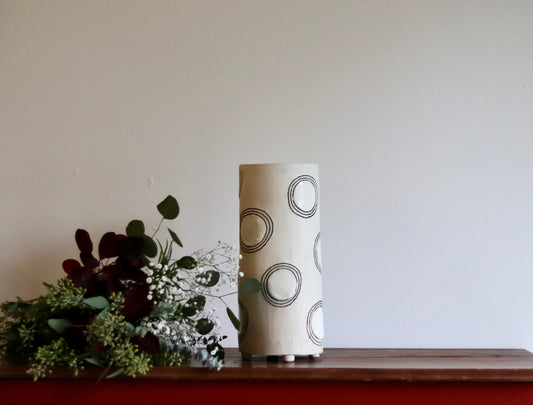 Vase - Circles - White - Tall