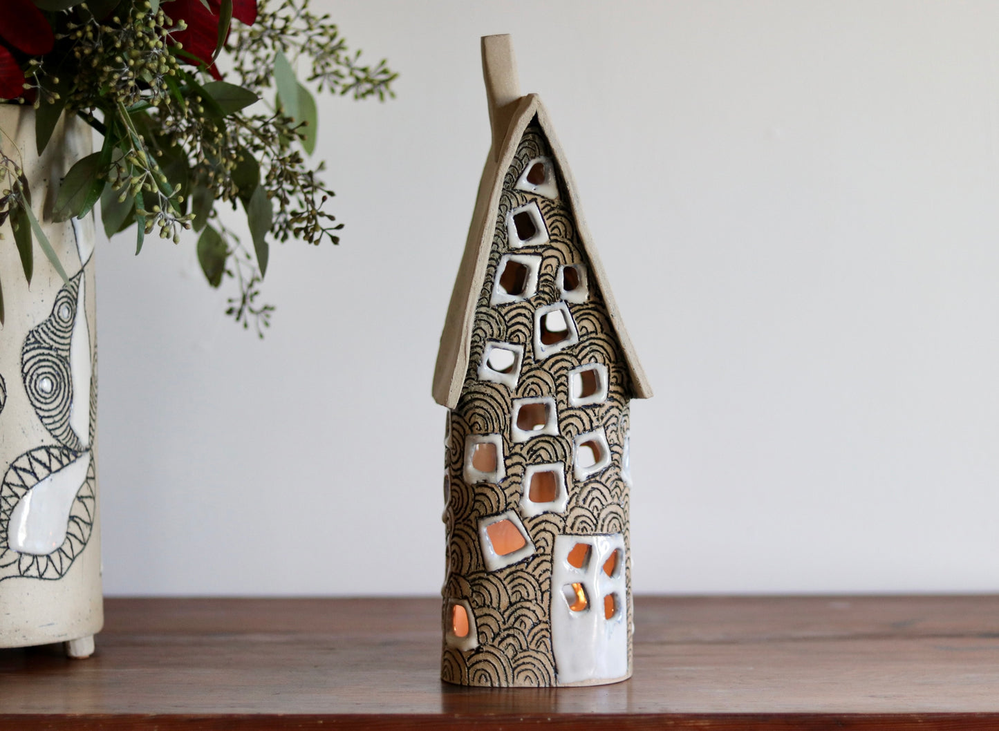 Lantern House - Tall with scale design and white windows