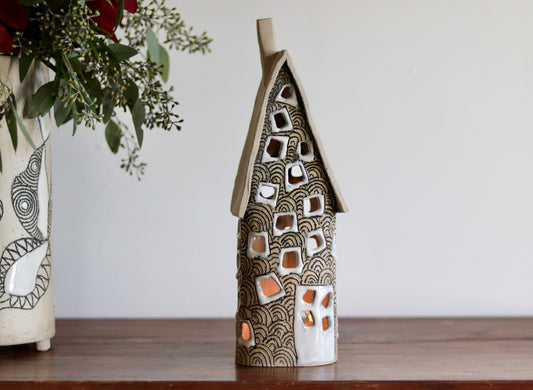 Lantern House - Tall with scale design and white windows