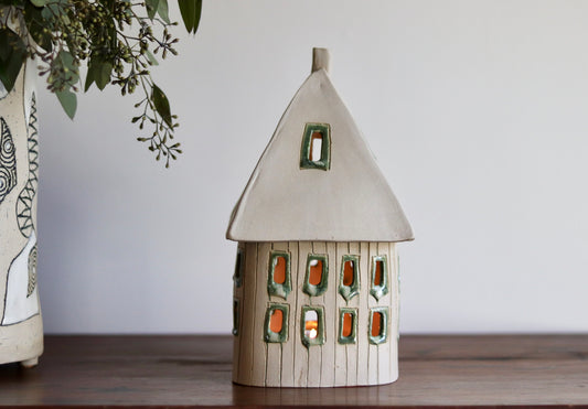 Lantern House - White with green windows